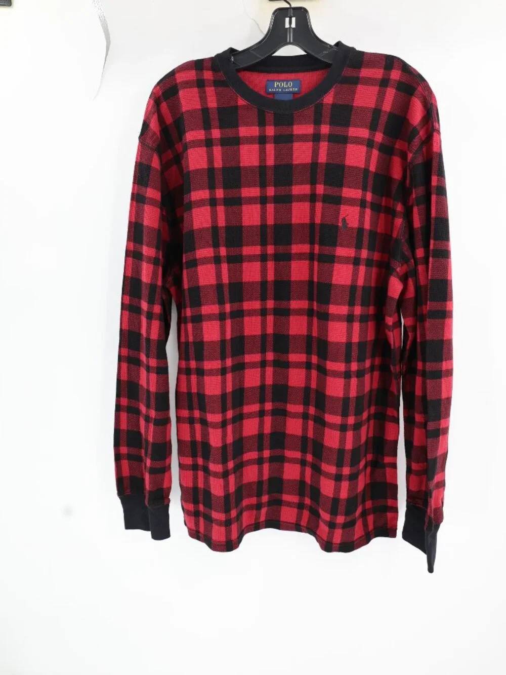 Polo Ralph Lauren Shirt Mens 2XL Termal Waffle Knit Plaid Long Sleeve pullover